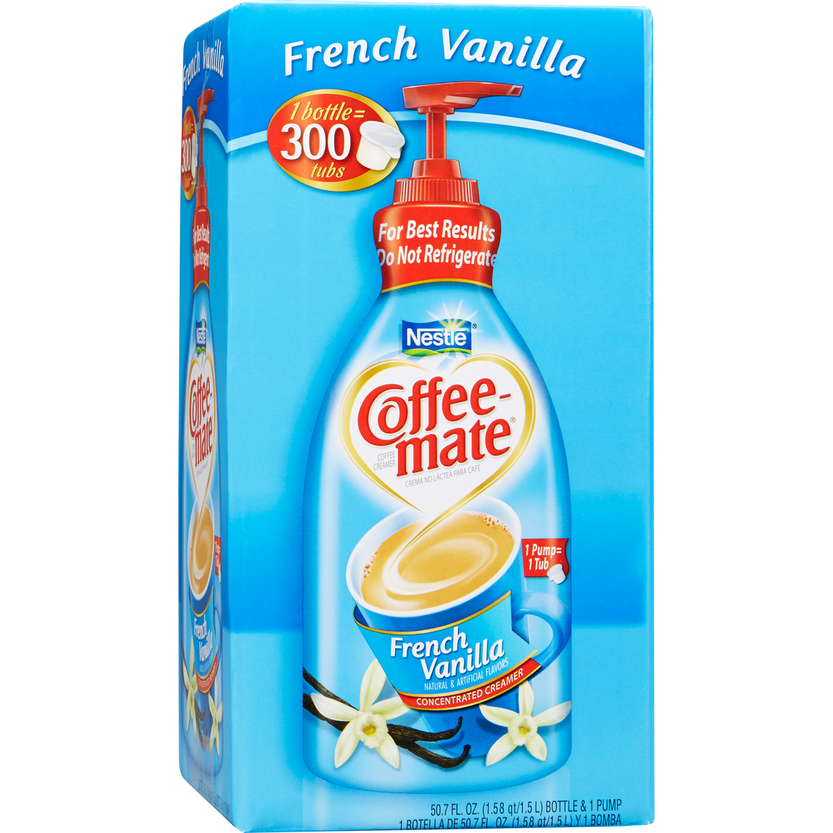 Coffee mate Liquid Coffee Creamer, Non-Dairy, French Vanilla, 50.7 fl oz, Pump Bottle