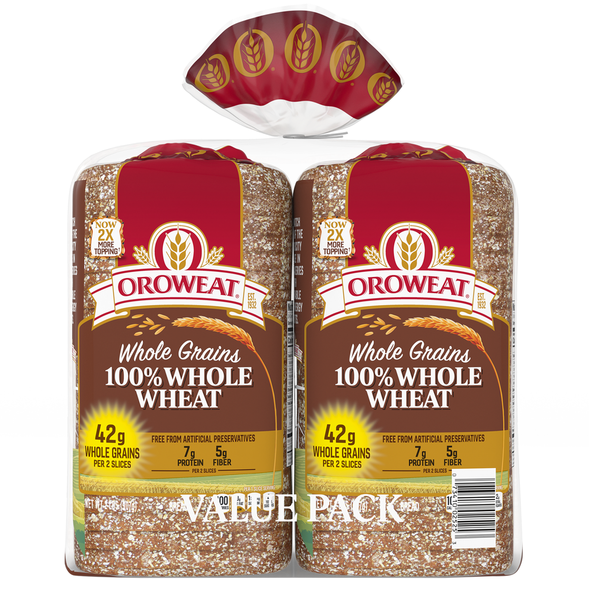 Oroweat 100% Whole Wheat Bread, 32 oz, 2 ct