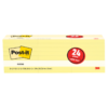 Post-it Notes, 3" x 3", Canary Yellow, 100 Sheets, 24 Pads