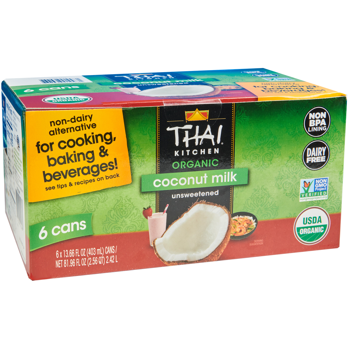 Thai Kitchen Organic Coconut Milk, Unsweetened, 13.66 fl oz, 6 ct