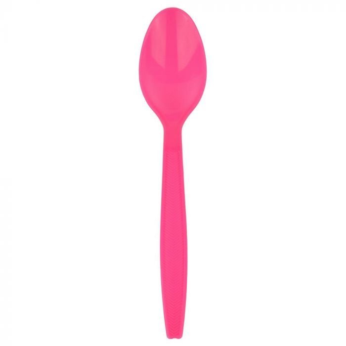 Pink Heavyweight Plastic Spoon With Textured Handle - 1 case (1000 piece)