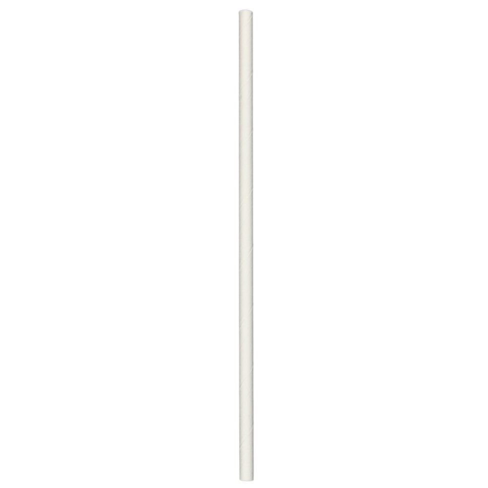 7.75" Jumbo (6mm) White Unwrapped Paper Straw - 1 case (3000 piece)
