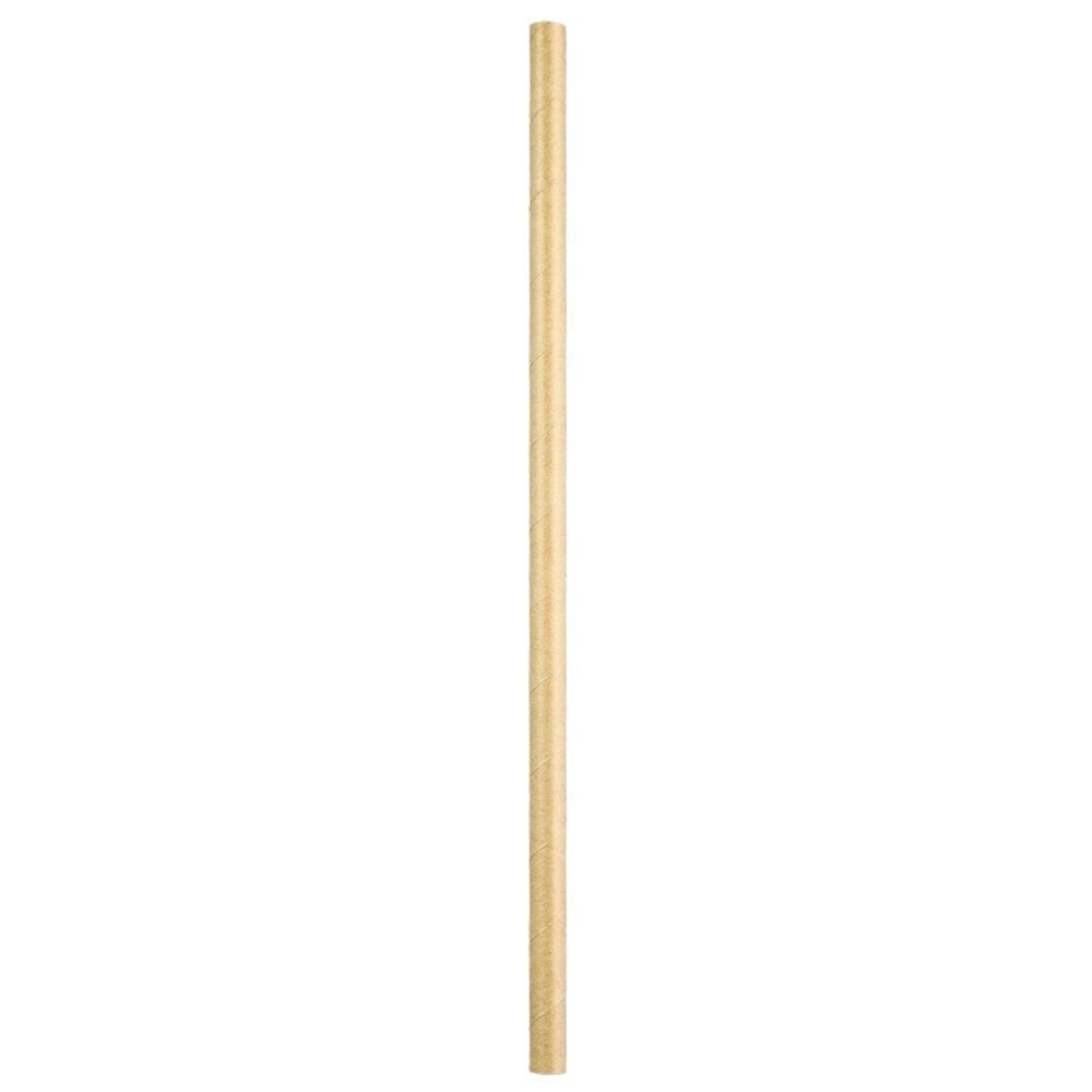 9" Giant (8mm) Kraft Unwrapped Paper Straw - 1 case (1500 piece)