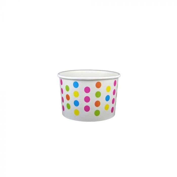 4 oz Polka Dot Rainbow Cold/Hot Paper Food Container - 1 case (1000 piece)