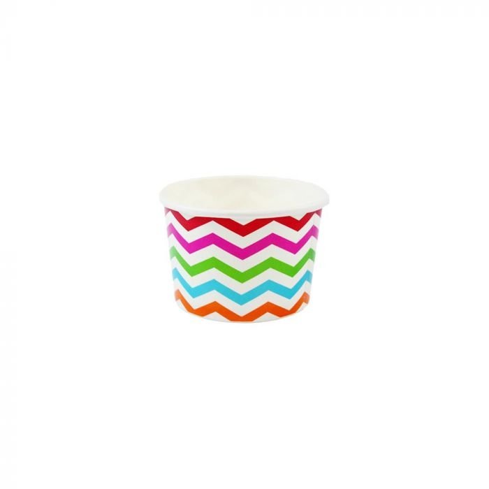 4 oz Chevron Print Rainbow Cold/Hot Paper Food Container - 1 case (1000 piece)