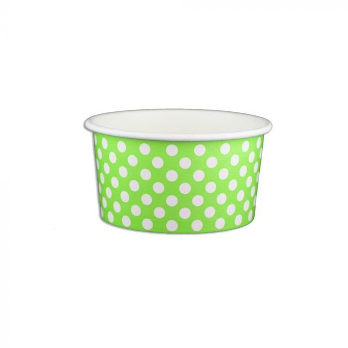 6 oz Polka Dot Lime Green Cold/Hot Paper Food Container - 1 case (1000 piece)