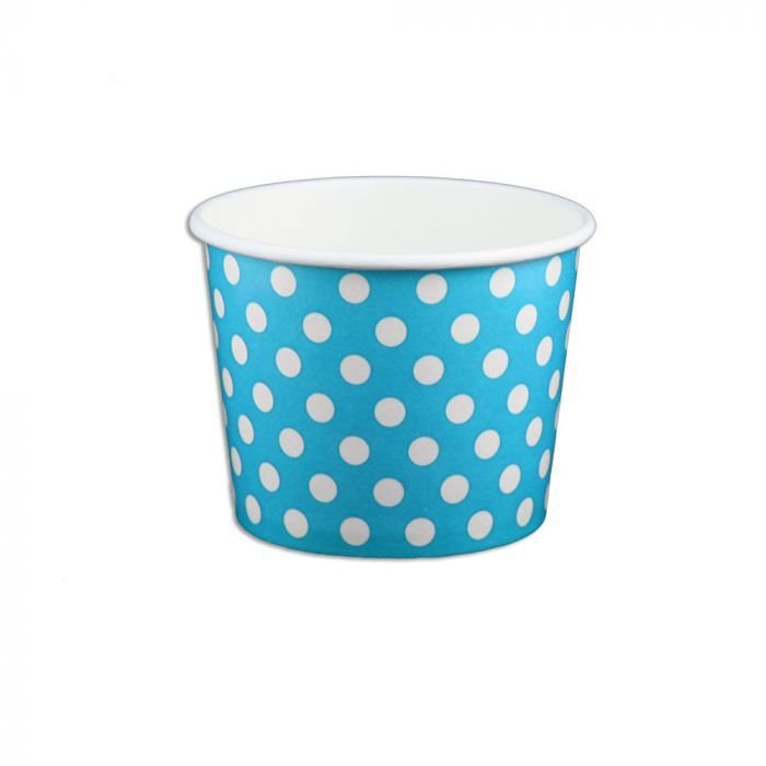 12 oz Polka Dot Blue Cold/Hot Paper Food Container - 1000/Case