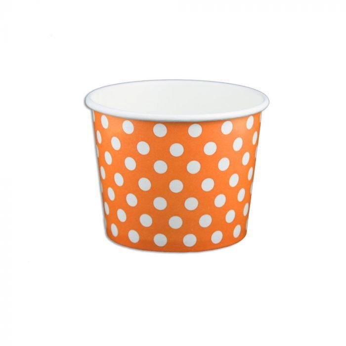12 oz Polka Dot Orange Cold/Hot Paper Food Container - 1 case (1000 piece)