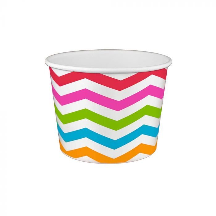 16 oz Chevron Print Rainbow Cold/Hot Paper Food Container - 1 case (1000 piece)