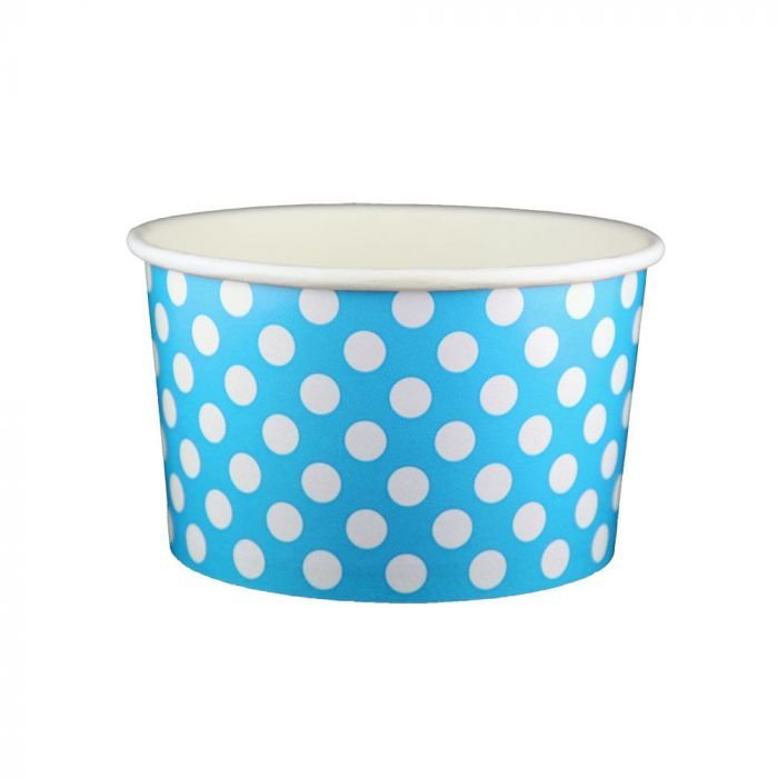 20 oz Polka Dot Blue Cold/Hot Paper Food Container - 600/Case