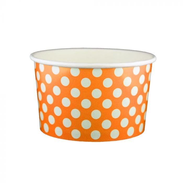 20 oz Polka Dot Orange Cold/Hot Paper Food Container - 600/Case