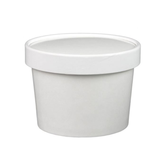 12 oz White Paper Ice Cream Container with Paper Lid Combo - 1 case (250 set)