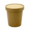 16 oz Kraft / Natural Brown Paper Ice Cream Container with Paper Lid Combo - 1 case (250 set)