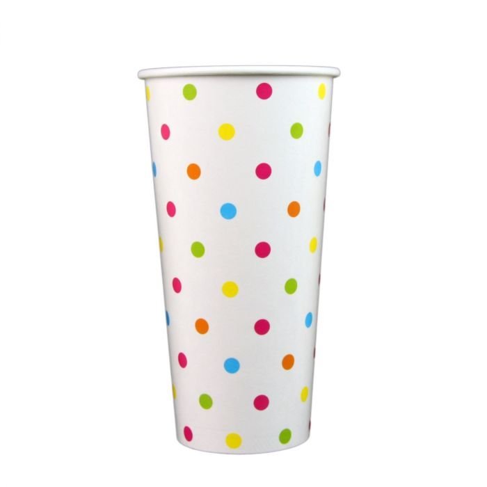 22 oz Polka Dot Rainbow Paper Cold Cup - 1 case (1000 piece)