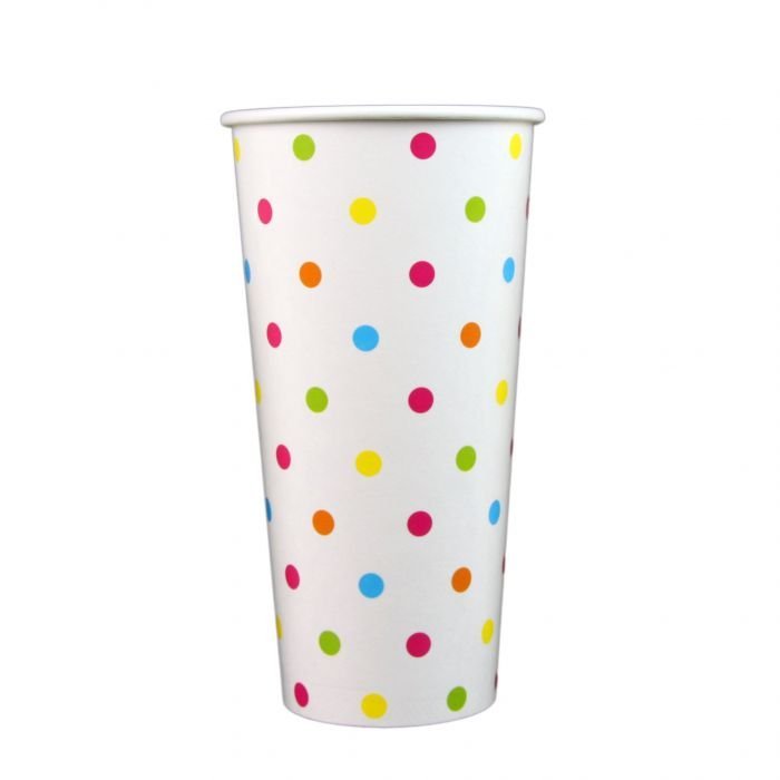 24 oz Polka Dot Rainbow Paper Cold Cup - 1 case (1000 piece)