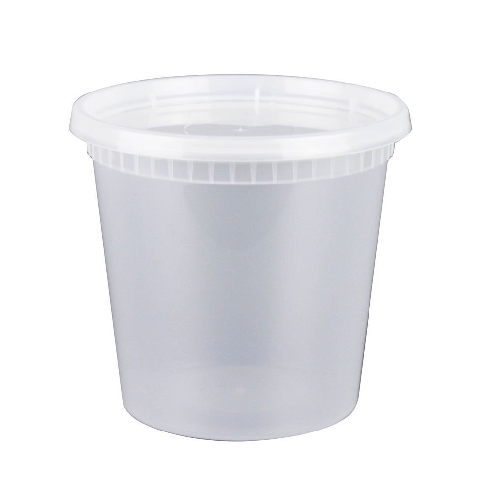 24 oz Translucent Plastic Round Deli Container w/ Lid Combo (v2) - 1 case (240 set)