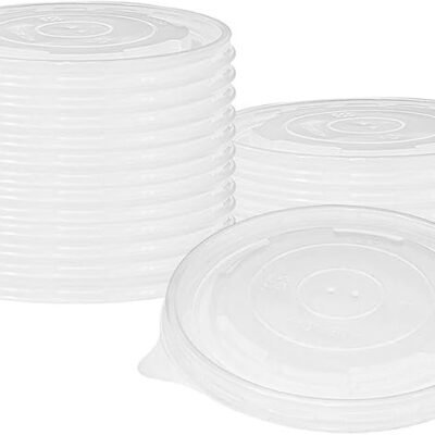 300PCS/CTN PP Flat Lid for 48OZ Disposable Paper Food Storage Containers, Soup Bowls, Ice Cream Salad Cups