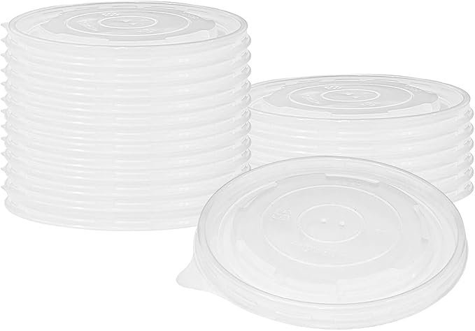 300PCS/CTN PP Flat Lid for 48OZ Disposable Paper Food Storage Containers, Soup Bowls, Ice Cream Salad Cups