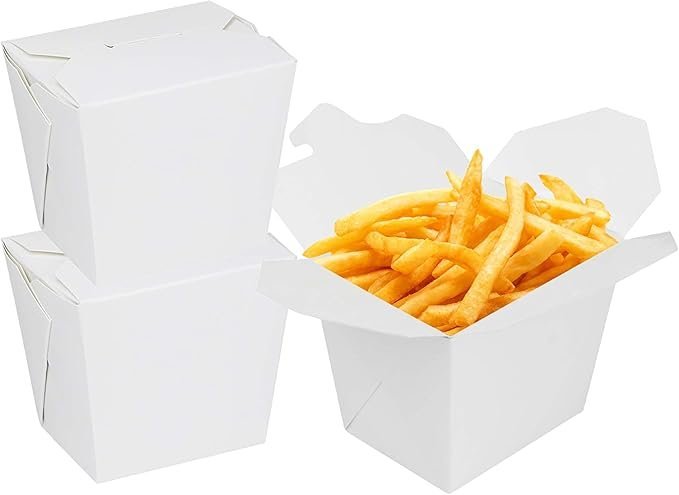 400 Pack 26oz Disposable Paper Take out Containers Paper Food Pail, Chinese Food Boxes for Picnic, Restaurants, Theme Party Favors Decorations and Pail Party Favor-White