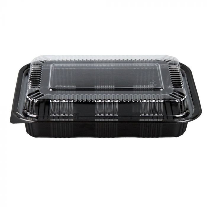 #520 Black Bento Box w/Clear Lid Combo - 1 case (400 set)