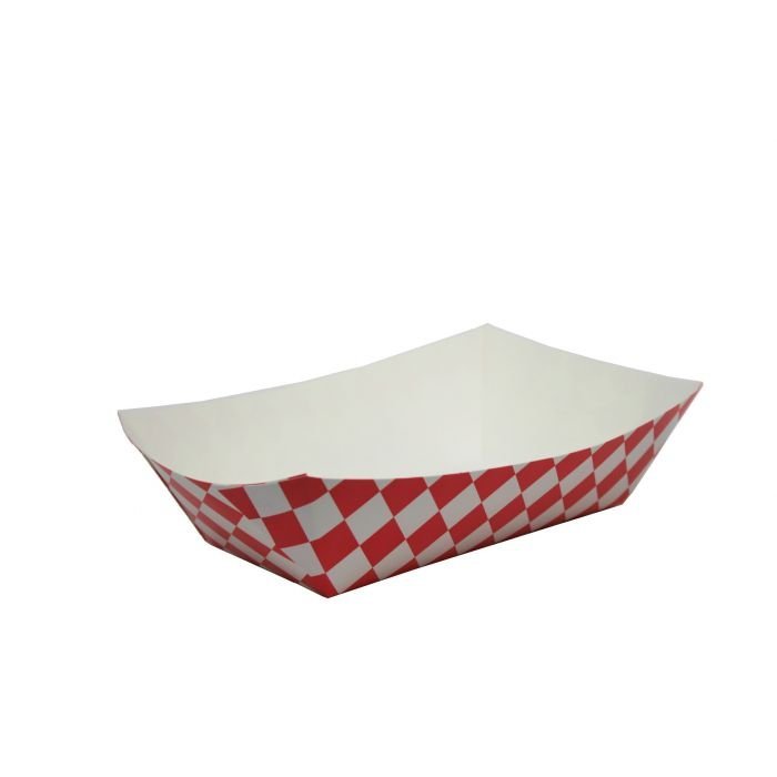 3 lb (7"x5"x2.11") Paper Food Tray, Diamond (Red) - 1 case (500 piece)