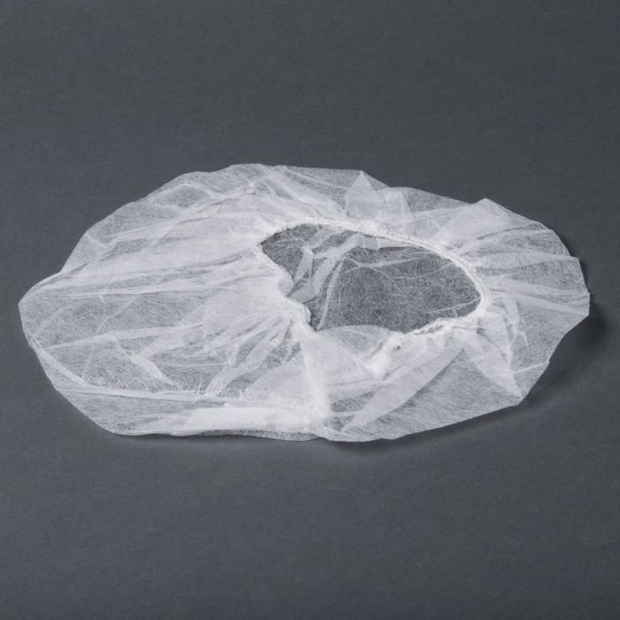 21" White Disposable PP Bouffant Round Cap - 1 case (1000 piece)