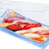 360-Set Disposable Blue Sushi Containers with Transparent Lids - Commercial Food Packaging Trays for Restaurants, 9.44"L x 4.56"W x 1.96"H