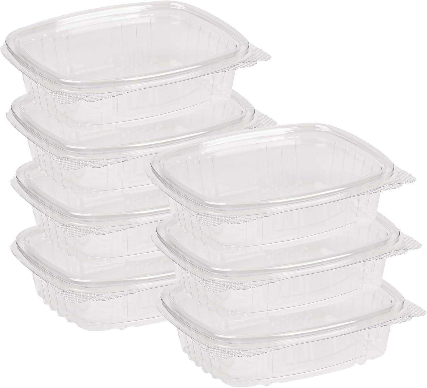 200 Count 8 oz Clear PET Plastic Hinged-Lid Deli Container -