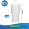 20oz 1000 Hot Paper Cups for Hot Chocolate/Coffee/Juice/Tea – Whit