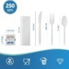 6 PC Wrapped Cutlery Kit, Knife/White Napkin/Salt/Pepper - 250/Case Heavyweight