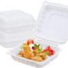 120 Pack 9"x9" Hinged To Go Food Containers, 3-Compartment Clamshell Take Out Food Containers with Lids,