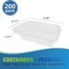 200 Count 20 oz Tamper Resistant PET Plastic  Hinged Deli Containers with Lid