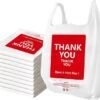 1000 Count Thank You Plastic Bags with Handles, 10.5"x6"x20" White Disposable T-Shirt, Grocery, Gift, To Go, Take Out, Merchandise