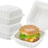 300 Pack 6"x6" Hinged To Go Food Containers, Clamshell Take Out Food Containers with Lids, Disposable