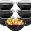 150 Sets 42 OZ Disposable Plastic Bowls with Lids for Soup and Salad, Reusable Round To Go Food Storage Container,