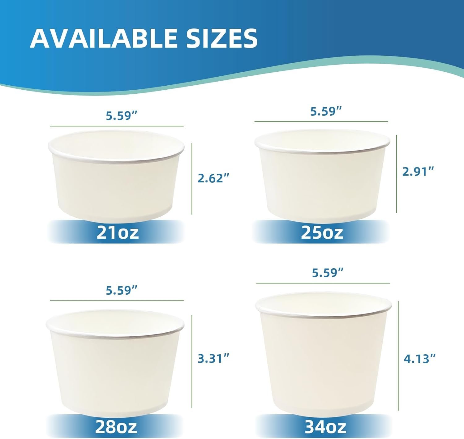 Disposable Paper Food Storage Containers, 600 Packs 34oz Bulk Round To Go White Soup Bowls for Meal Prep, Ice Cream, Salad, Noodles, Fruit and Leftovers