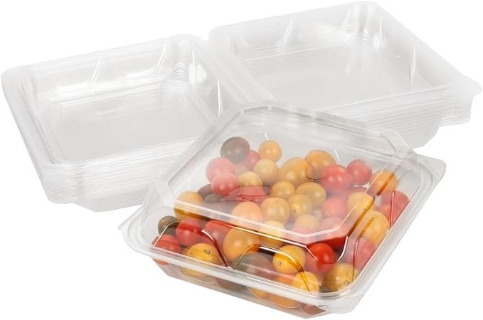 8"L x 8"W x 3"H Clear Plastic Hinged Hot Dog Containers (200-Pack) - for Cakes, Sandwiches, Ideal for Bakeries Restaurants