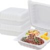 120 Pack 8"x8" Hinged To Go Food Containers, 3-Compartment Clamshell Take Out Food Containers with Lids, Disposable Plastic