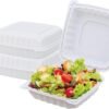 120 Pack 8"x8" Hinged To Go Food Containers, Clamshell Take Out Food Containers with Lids, Disposable Plastic