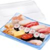 200-Set Disposable Blue Sushi Containers with Transparent Lids - Commercial Food Packaging Trays 9.44"L x 7.28"W x 1.97"H