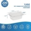 200 Count12 oz  Clear PET Plastic Hinged-Lid Deli Container