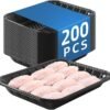 Black PET Plastic Meat Tray 8" X 10 1/2" X 1 3/8", 200PCS, Great for Retail & Takeout Packaging