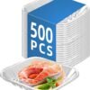 Clear PET Plastic Meat Tray 5 9/10" X 8" X 11/16", 500PCS, Perfect for Meat, Seafood & Fruit Display
