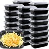 150 Pack 12oz Rectangular Take Out Food Storage Containers with Leakproof Lids, Reusable Plastic To Go Lunch Boxes, BPA Free, Microwave/Dishwasher/Freezer Safe