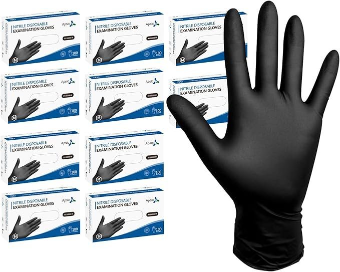 Black Disposable Nitrile Gloves, 1000 Count Extra Thick Small 4 Mil Protective Glove, Latex-Free, Powder-Free