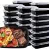 150 Pack 32oz Disposable Take Out Food Storage Containers with Leakproof Lids, Reusable Plastic To Go Lunch Boxes,