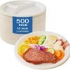 500-Count 10 Inch Compostable Paper Plates, Heavy-Duty Bagasse 3-Compartment Design Disposable Plates, White Sugarcane Plates, PFAS-Free, Ideal for Main Dishes, Sides, Sauces & Medium Gatherings