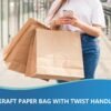 250 Pack Brown Paper Shopping Bags with Handles Bulk - 13x6.7x16.5   Inch Large Kraft Paper Sacks for Gift,