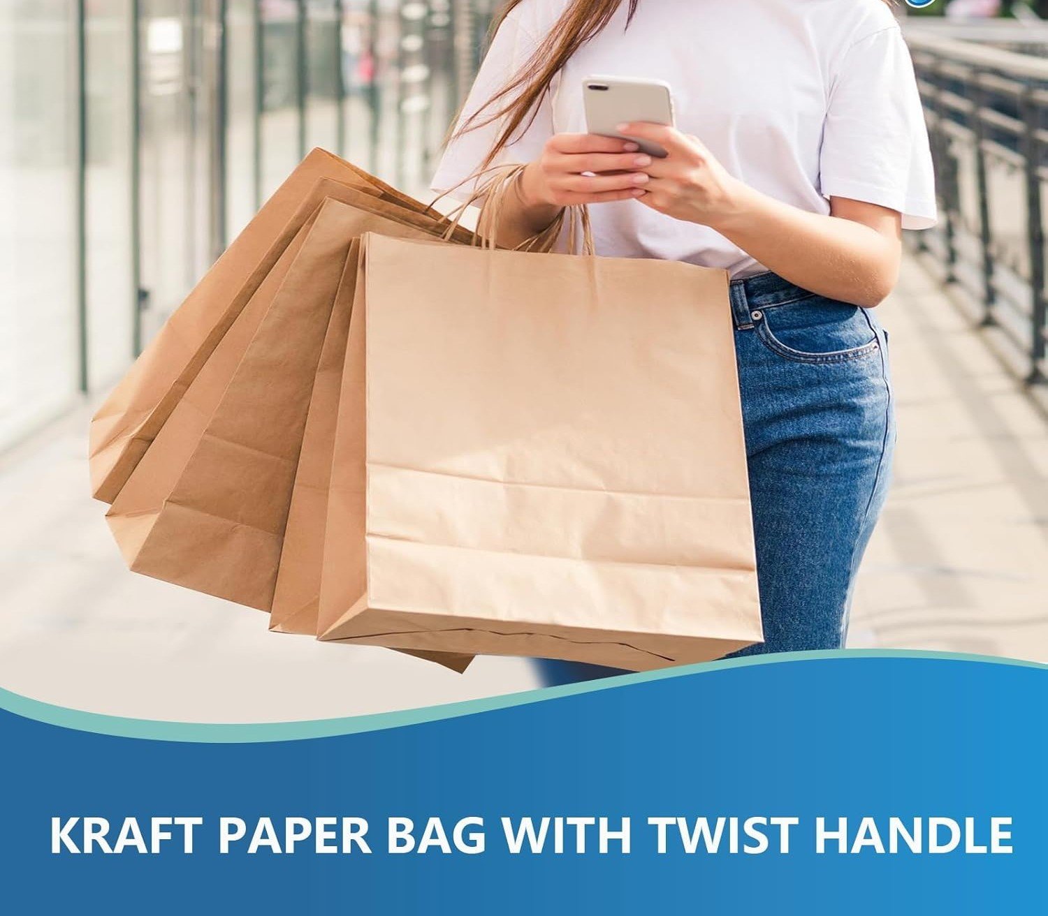 250 Pack Brown Paper Shopping Bags with Handles Bulk - 13x6.7x16.5 Inch Large Kraft Paper Sacks for Gift,