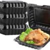 150 Pack Hinged To Go Food Containers, 8"x8" Clamshell Take Out Food Containers with Lids, Disposable